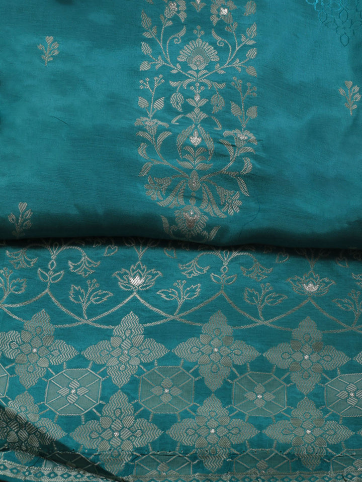 Zardozi Art Silk Unstitched Suit Piece With Dupatta
