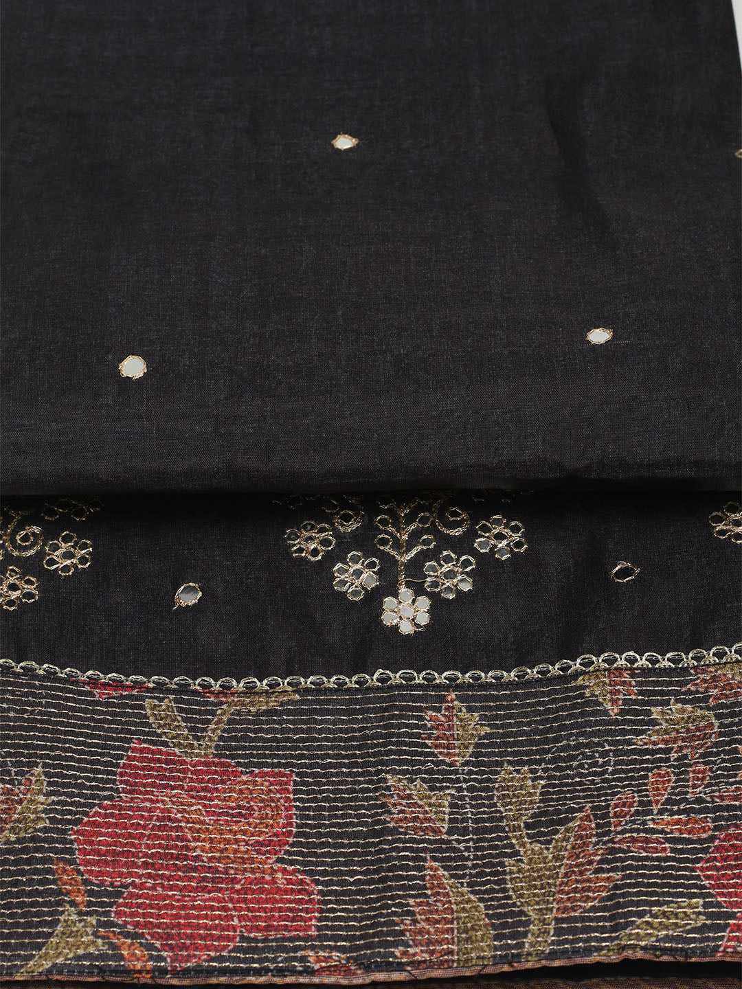 Embroidered Tussar Unstitched Suit With Dupatta