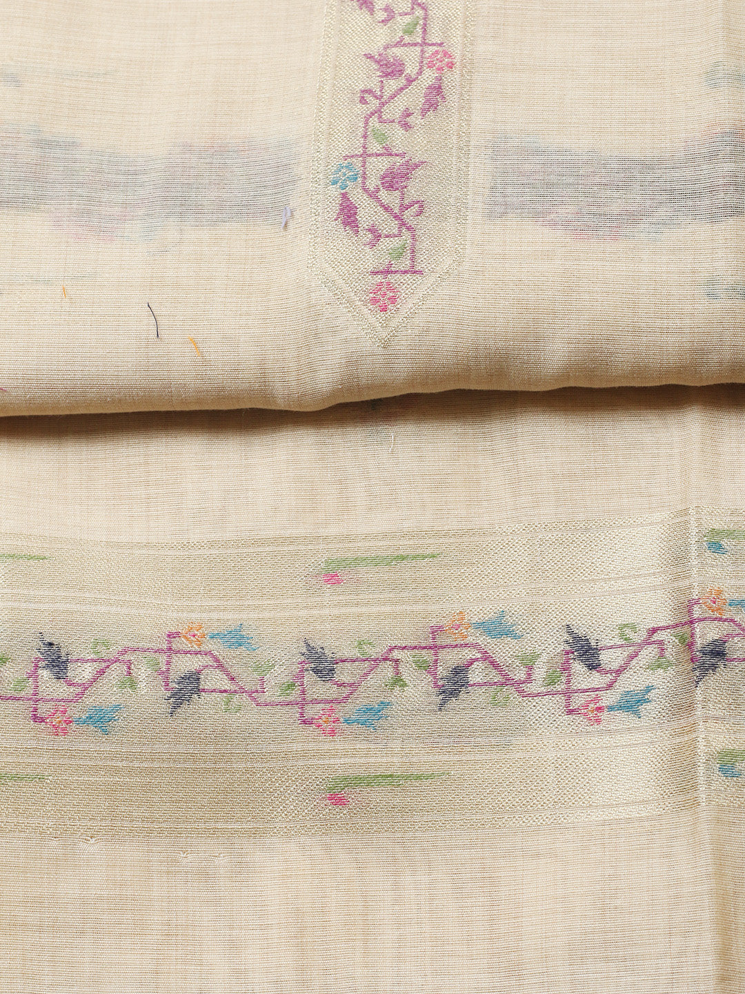 Embroidered Chanderi Unstitched Suit With Pant &amp; Dupatta