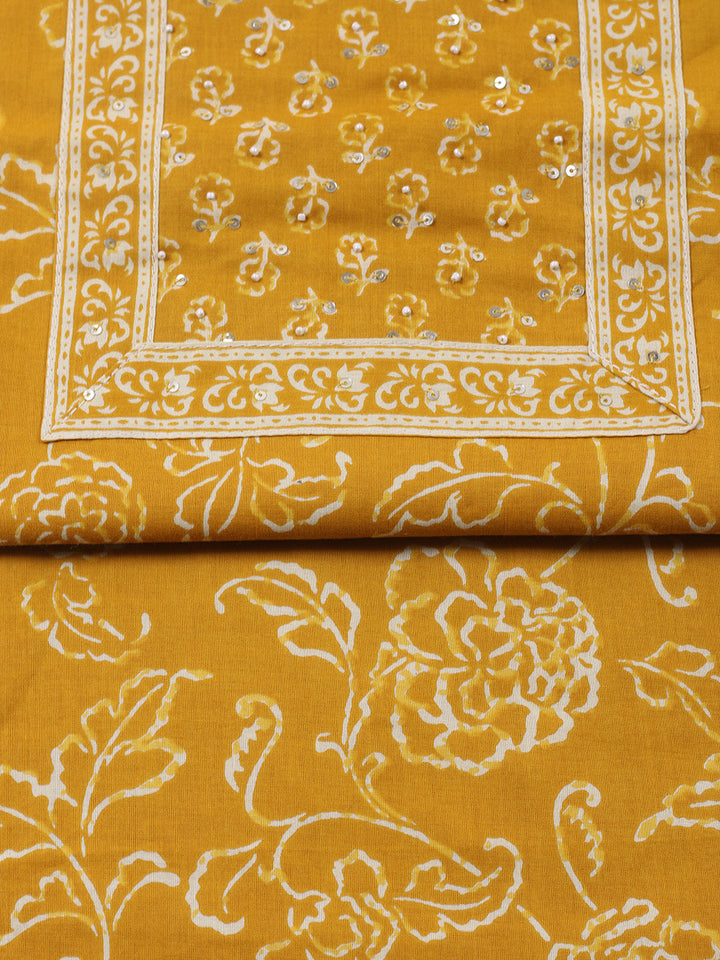 Embroidered Cotton Blend Unstitched Suit With Pant &amp; Dupatta