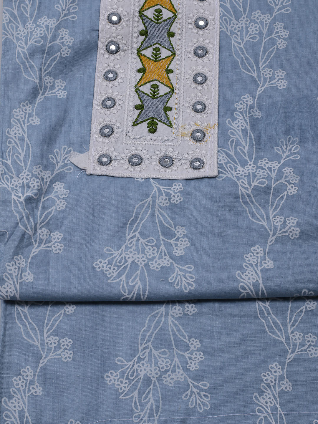 Printed Cotton Blend Unstitched Suit With Dupatta