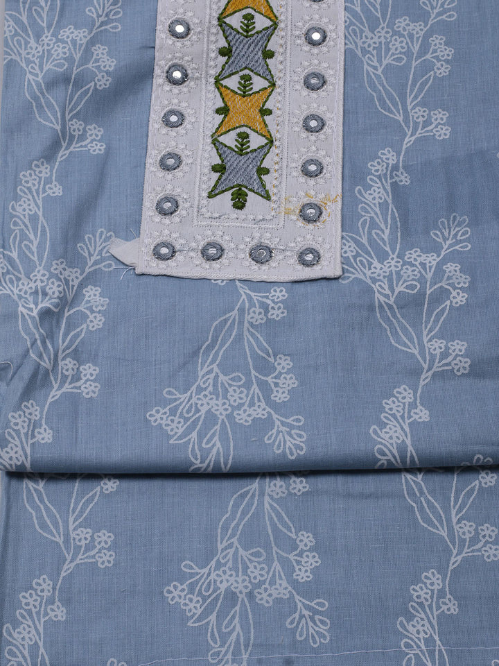Printed Cotton Blend Unstitched Suit With Dupatta