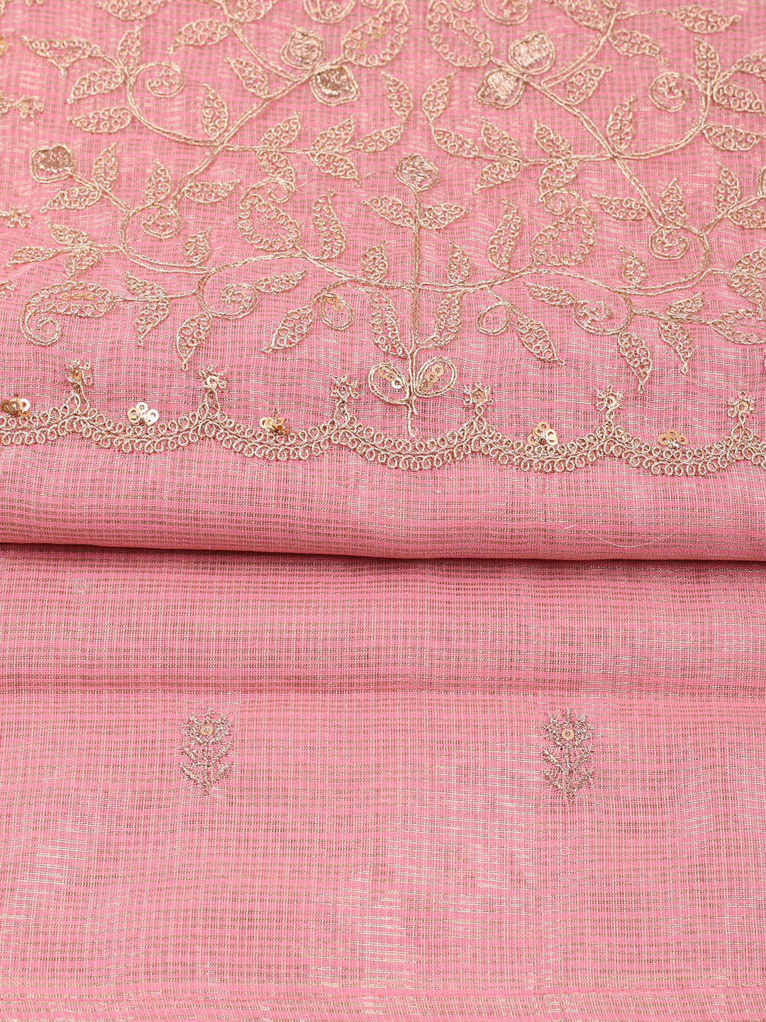 Embroidered Tissue Unstitched Suit With Pant &amp; Dupatta