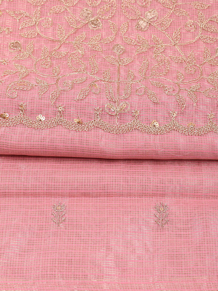 Embroidered Tissue Unstitched Suit With Pant &amp; Dupatta