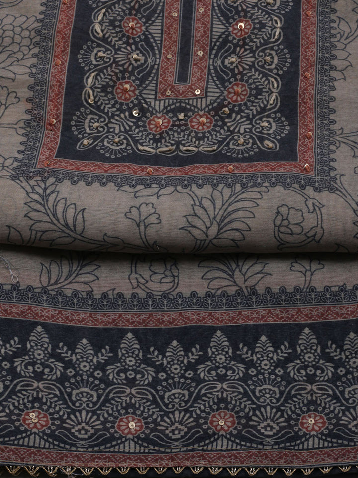 Printed Chanderi Unstitched Suit With Dupatta