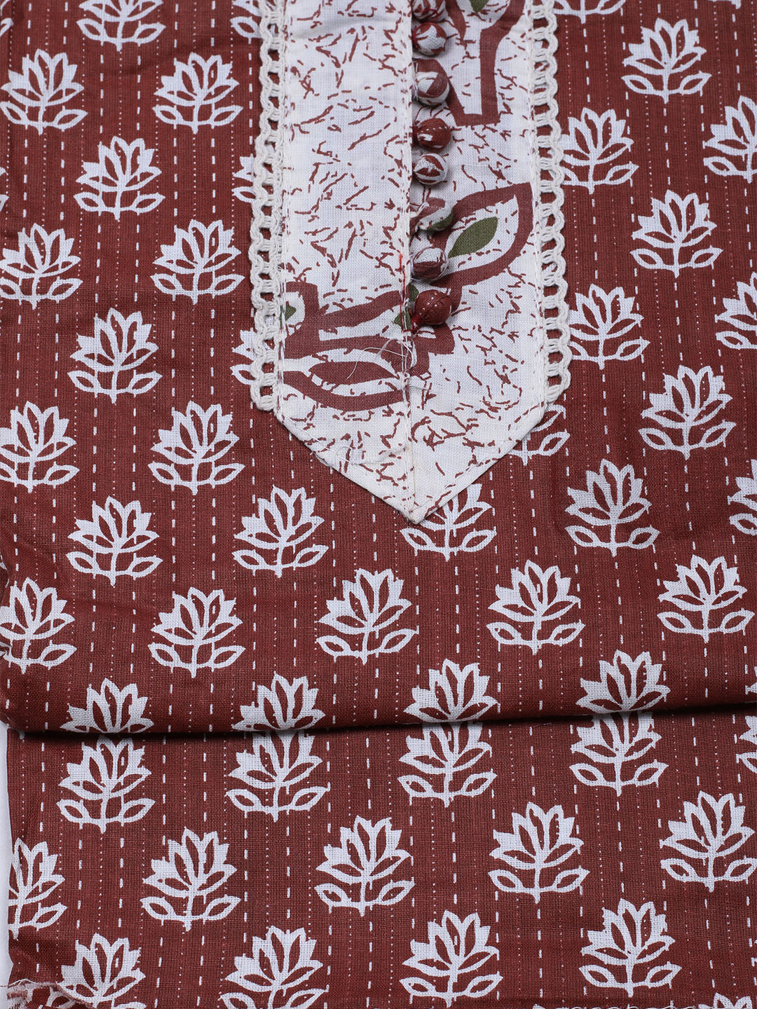 Printed Cotton Blend Unstitched Suit With Dupatta