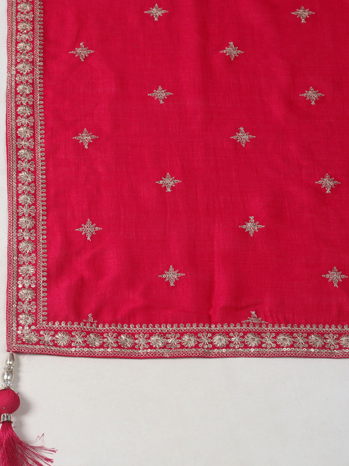 Embelished Art Silk Stitched Kurta With Pant &amp; Dupatta