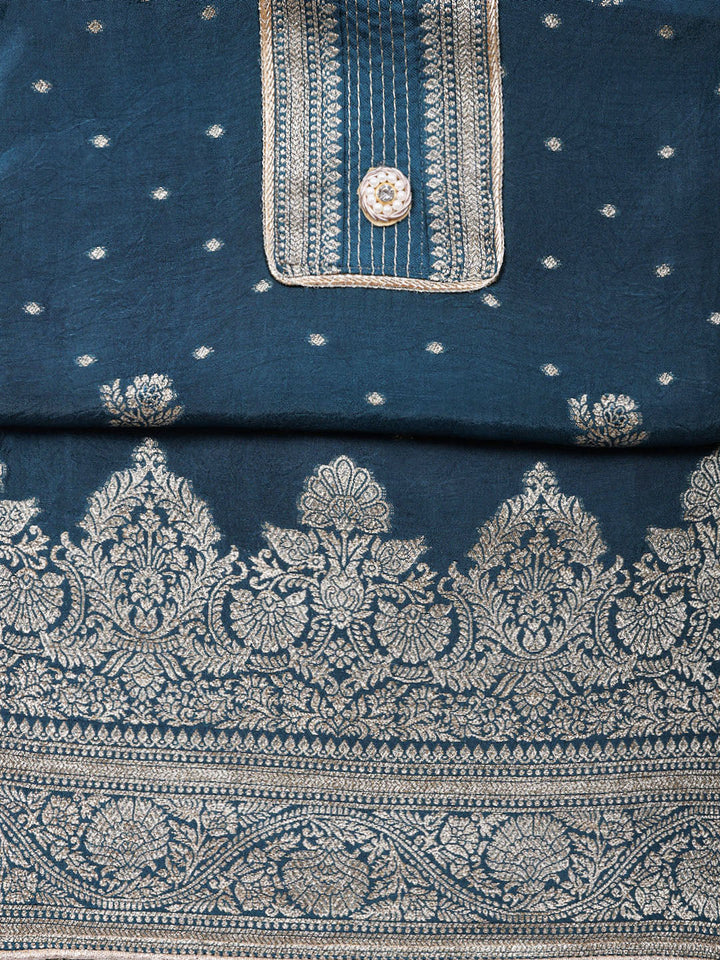 Woven Design Chanderi Unstitched Suit With Pant &amp; Dupatta