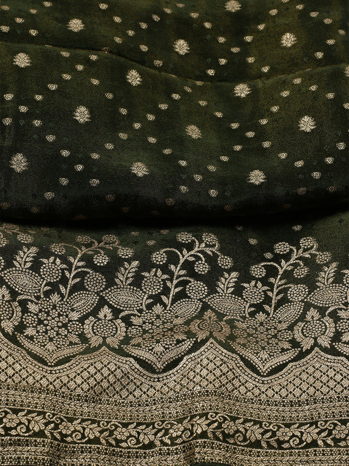 Embroidered Art Silk Unstitched Suit Piece With Dupatta