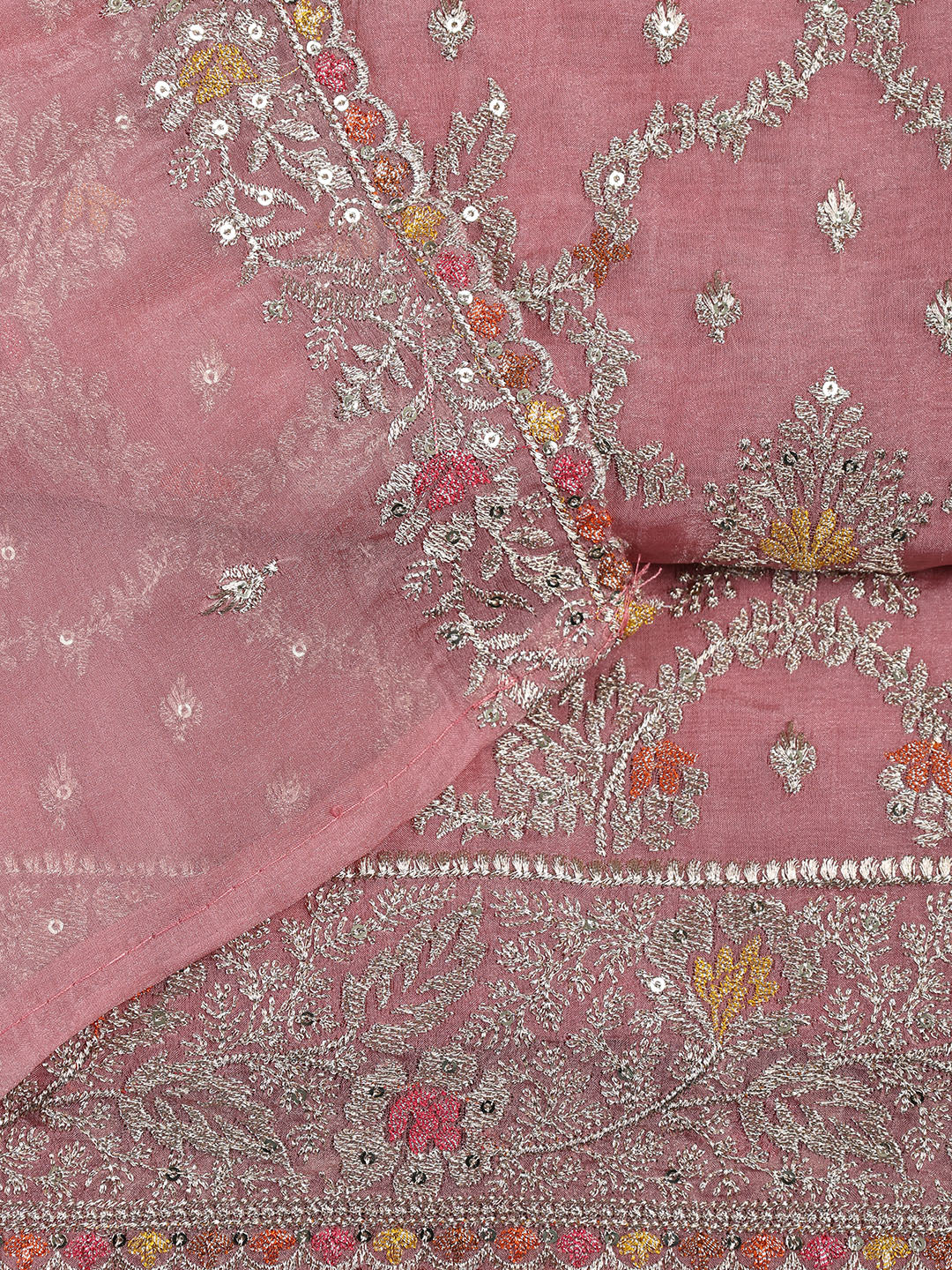Embroidered Tissue Unstitched Suit With Dupatta