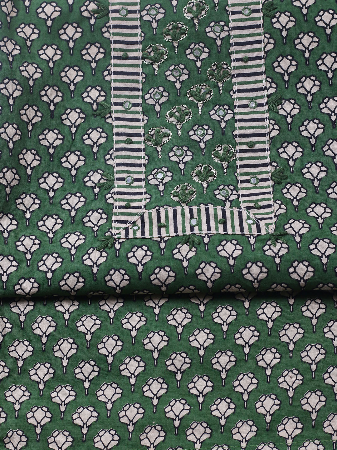 Embroidered Cotton Blend Unstitched Suit With Pant &amp; Dupatta