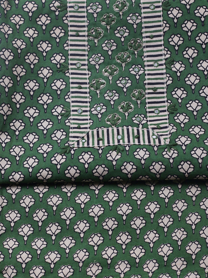 Embroidered Cotton Blend Unstitched Suit With Pant &amp; Dupatta