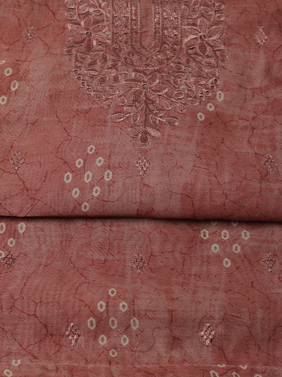 Printed Chanderi Unstitched Suit With Pant &amp; Dupatta