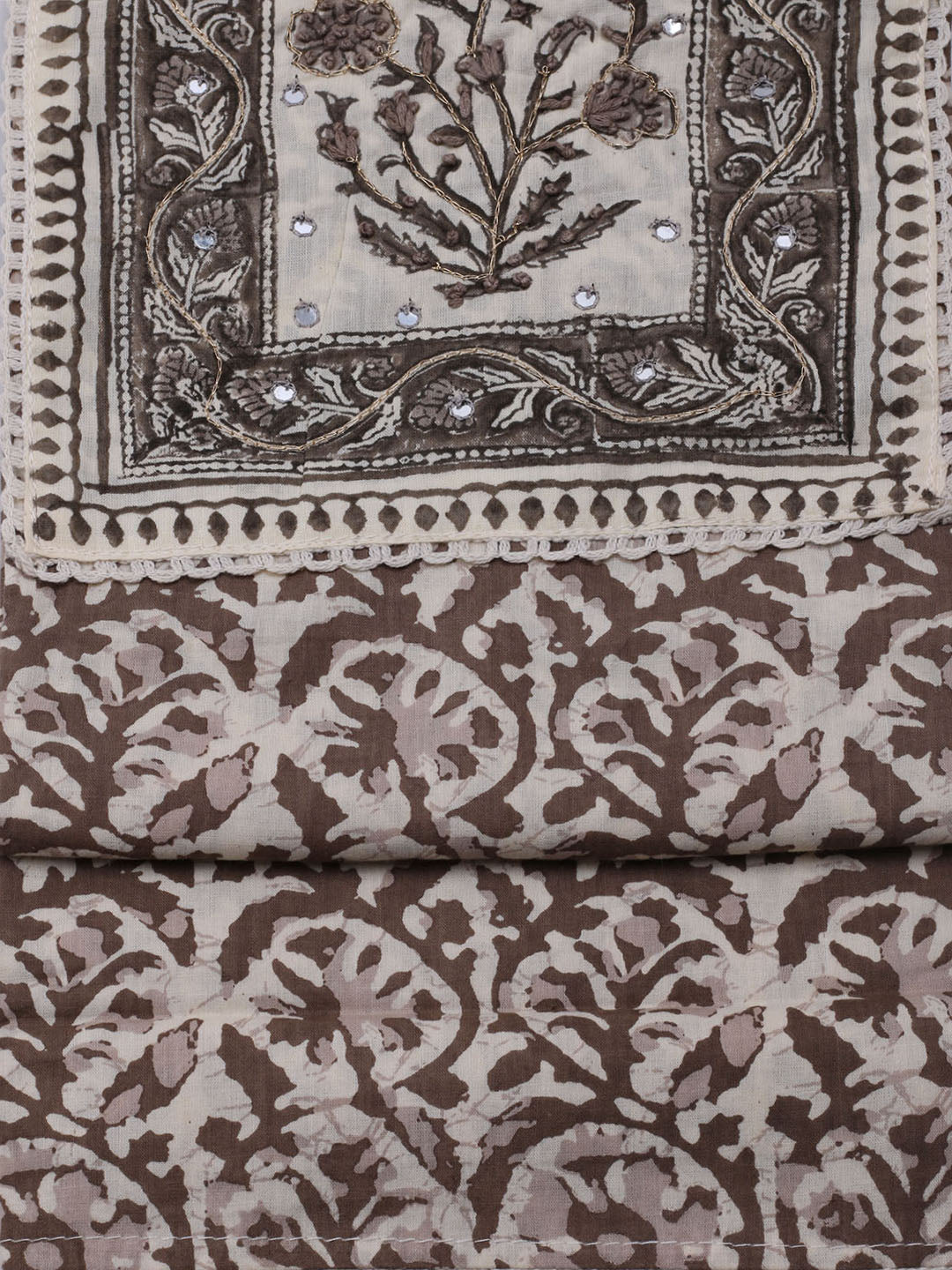 Printed Cotton Blend Unstitched Suit With Dupatta