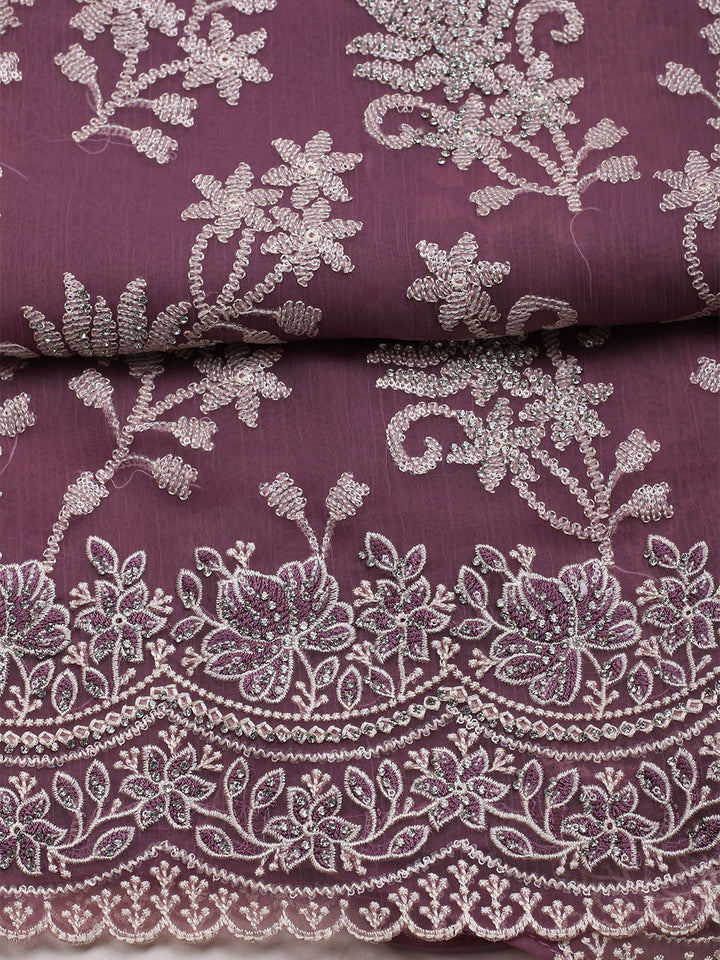 Embroidered Organza Unstitched Suit With Dupatta