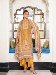 Sequins Embroidery Muslin Kurta With Pants & Dupatta