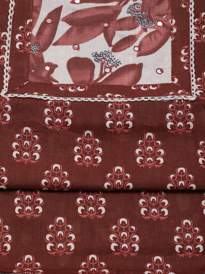 Printed Cotton Blend Unstitched Suit With Dupatta