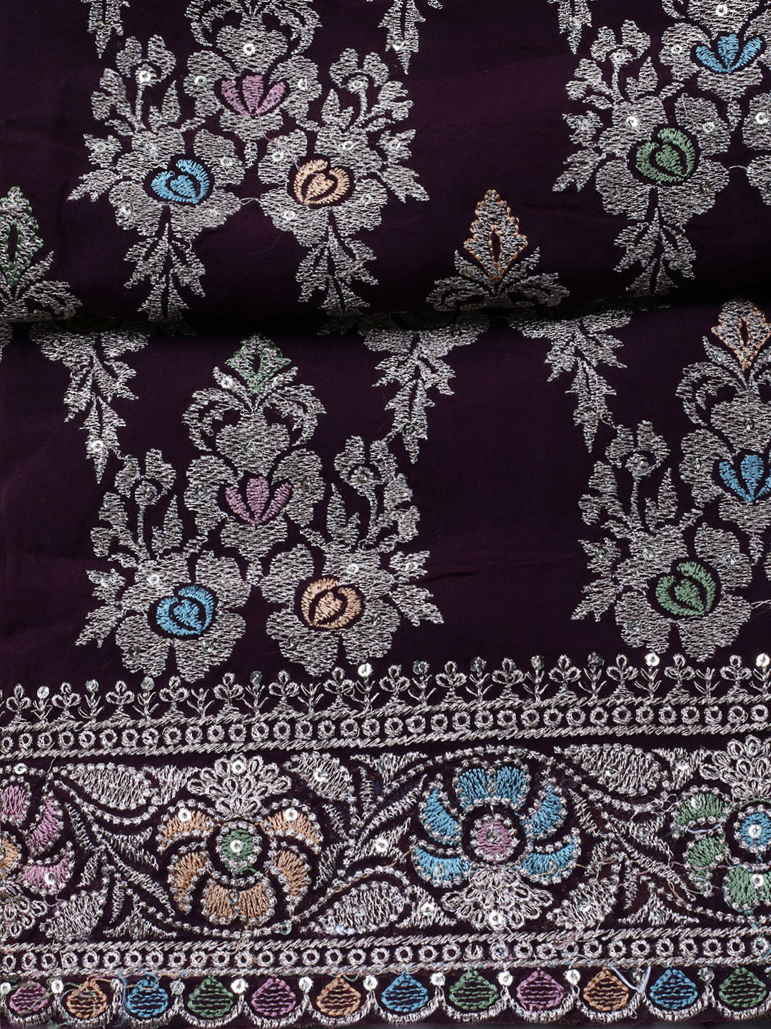 Embroirdred Oraganza Unstitched Suit With Dupatta