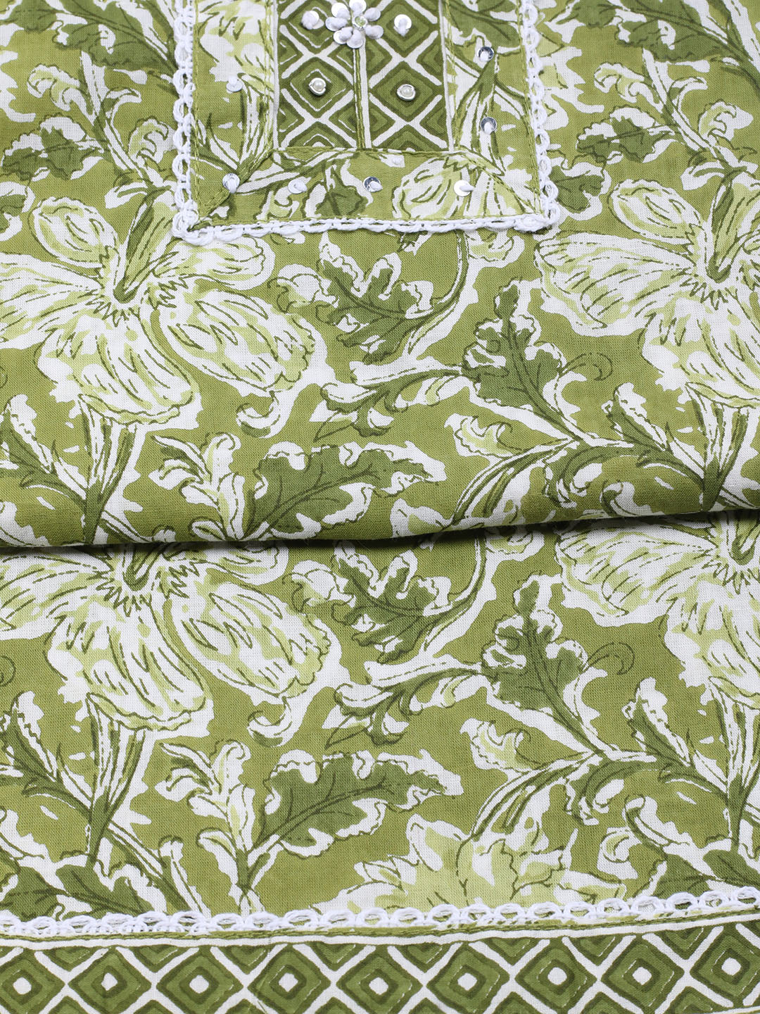 Printed Cotton Blend Unstitched Suit With Dupatta