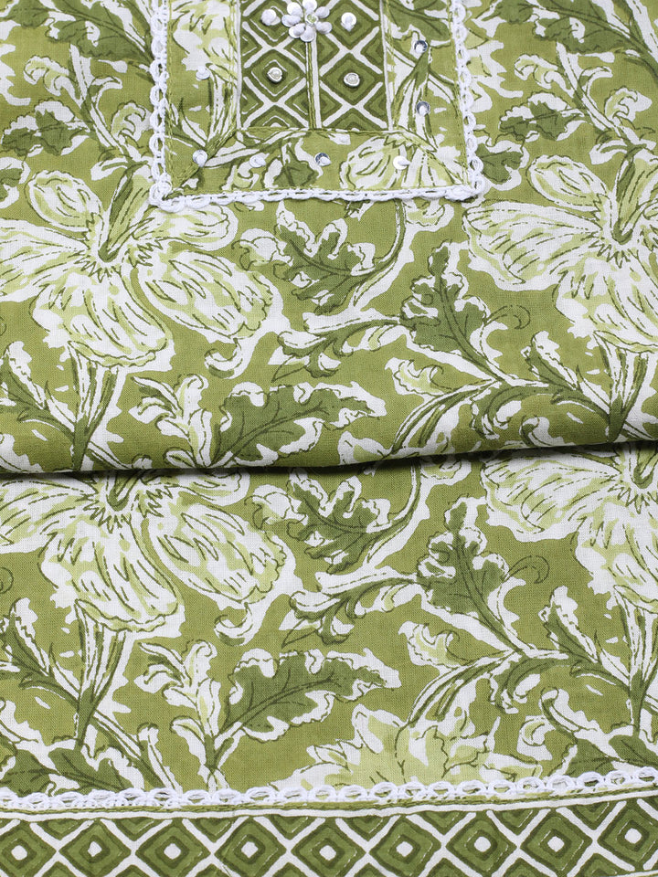 Printed Cotton Blend Unstitched Suit With Dupatta