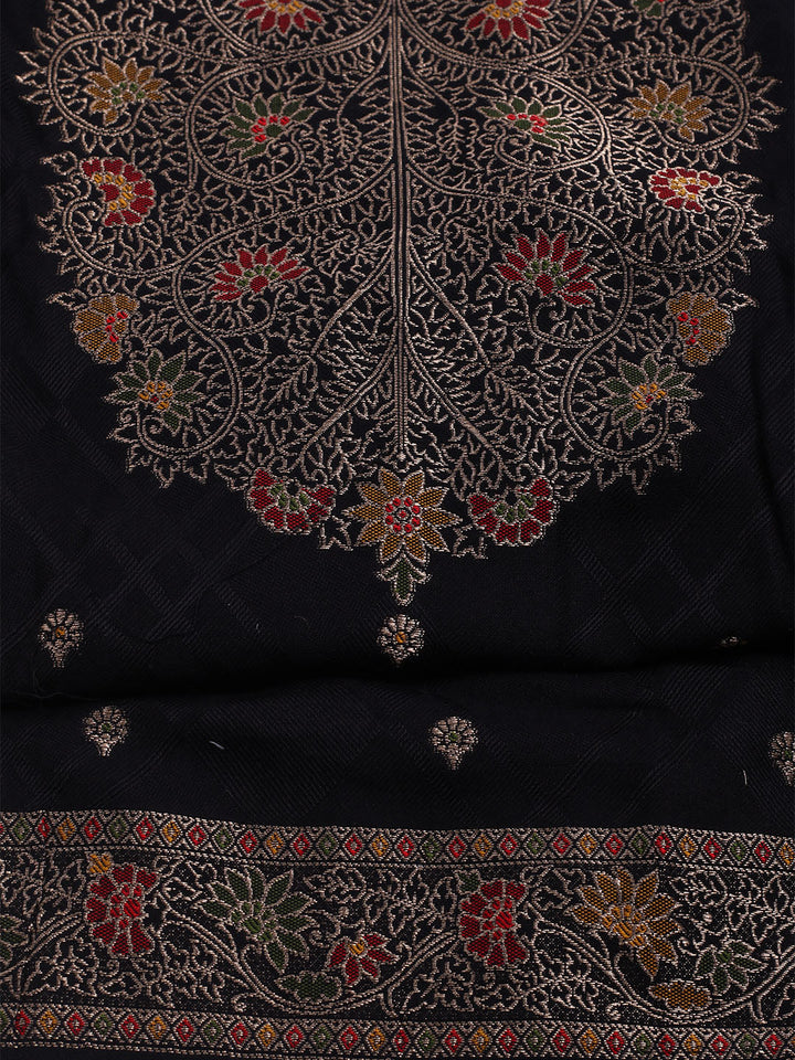 Pashmina Woven Design Unstitched Kurta With Pant &amp; Dupatta