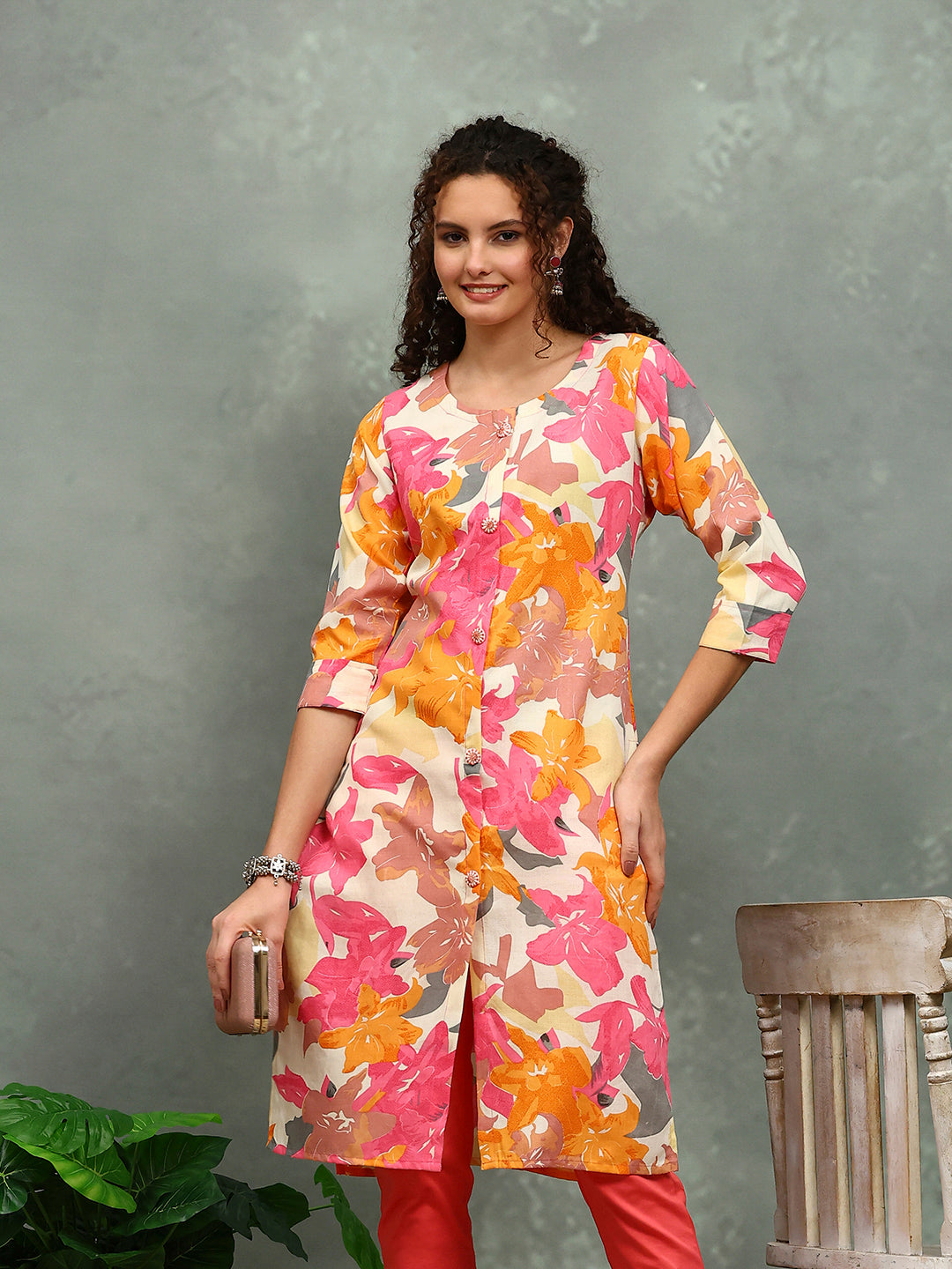 Floral Printed Cotton Kurta