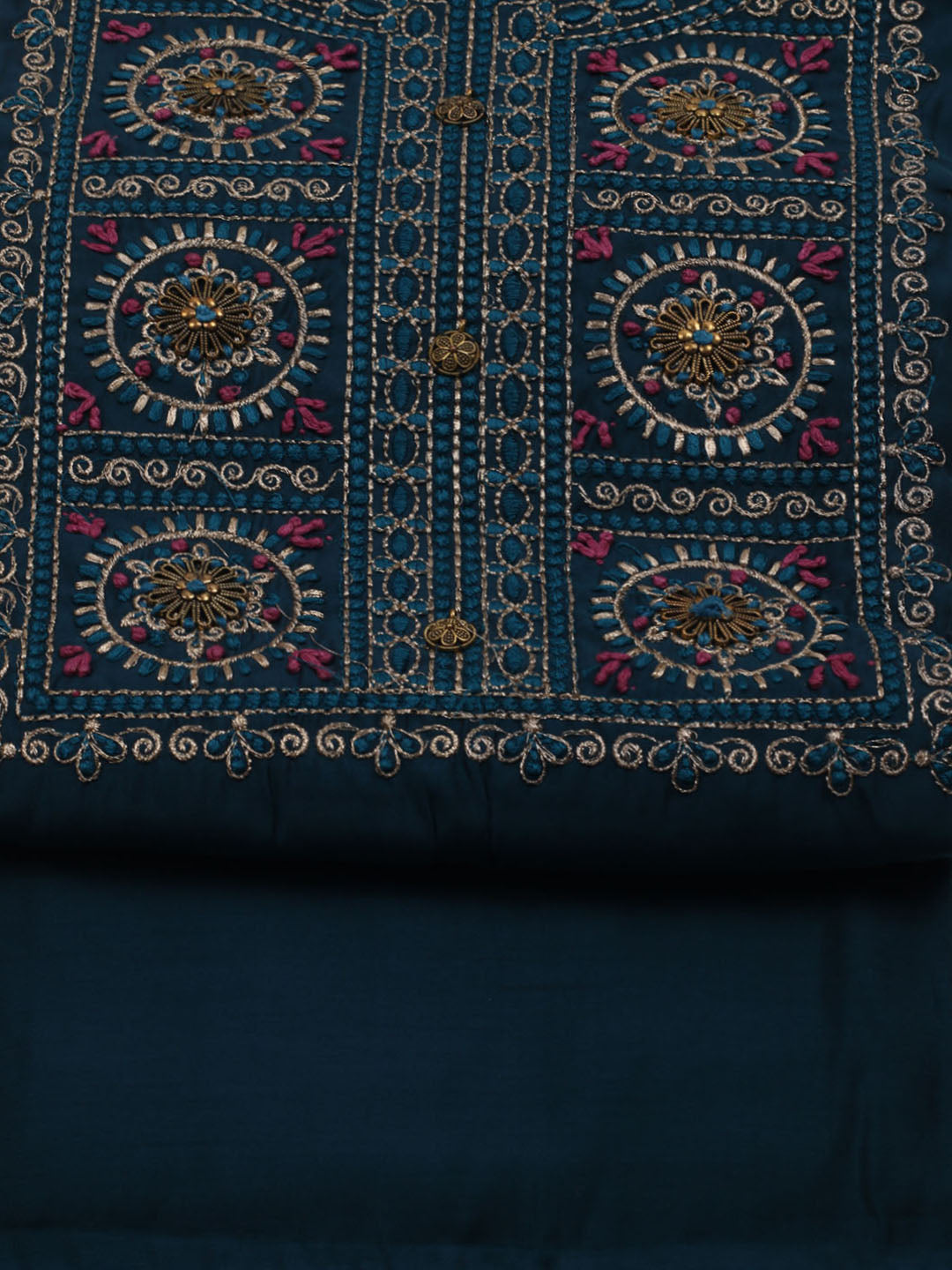 Gota Work Chanderi Unstitched Suit With Dupatta