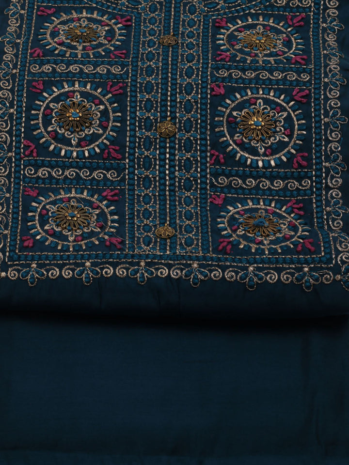 Gota Work Chanderi Unstitched Suit With Dupatta