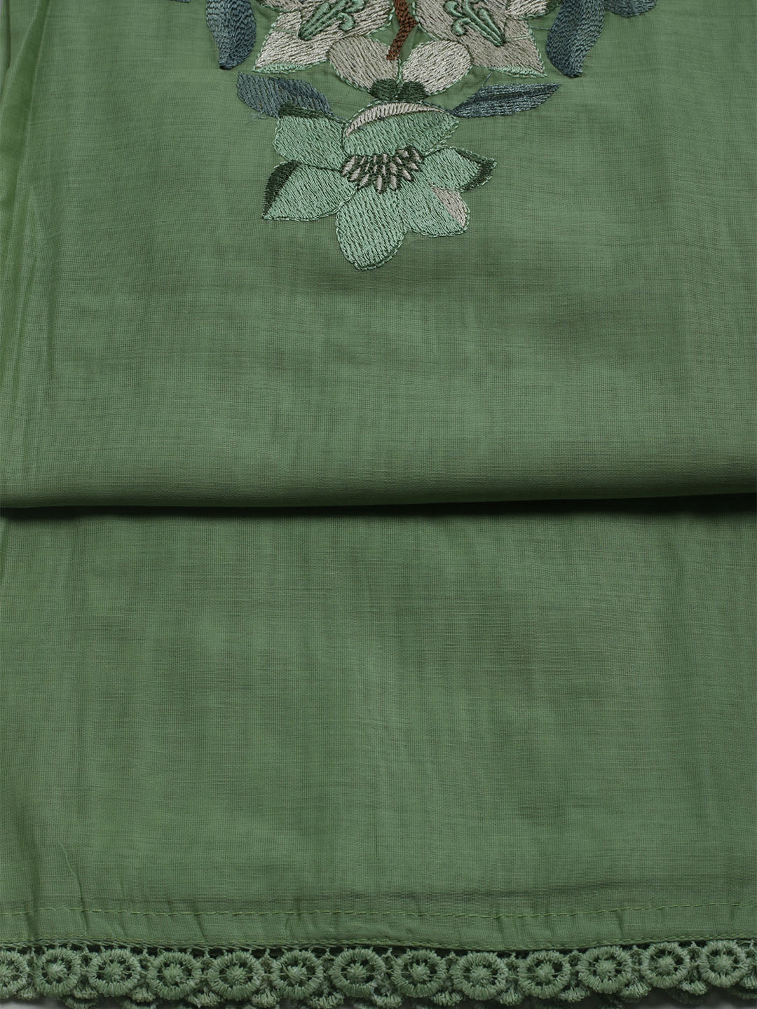 Embroidered Chanderi Unstitched Suit With Dupatta