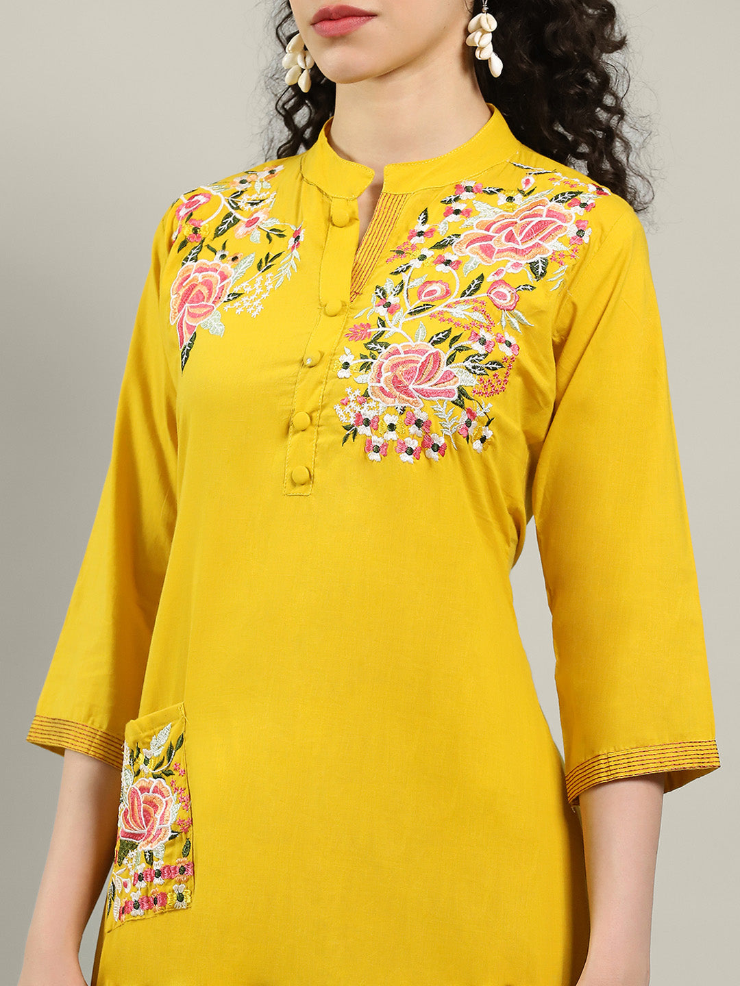 Printed Cotton Blend Kurta With Pants