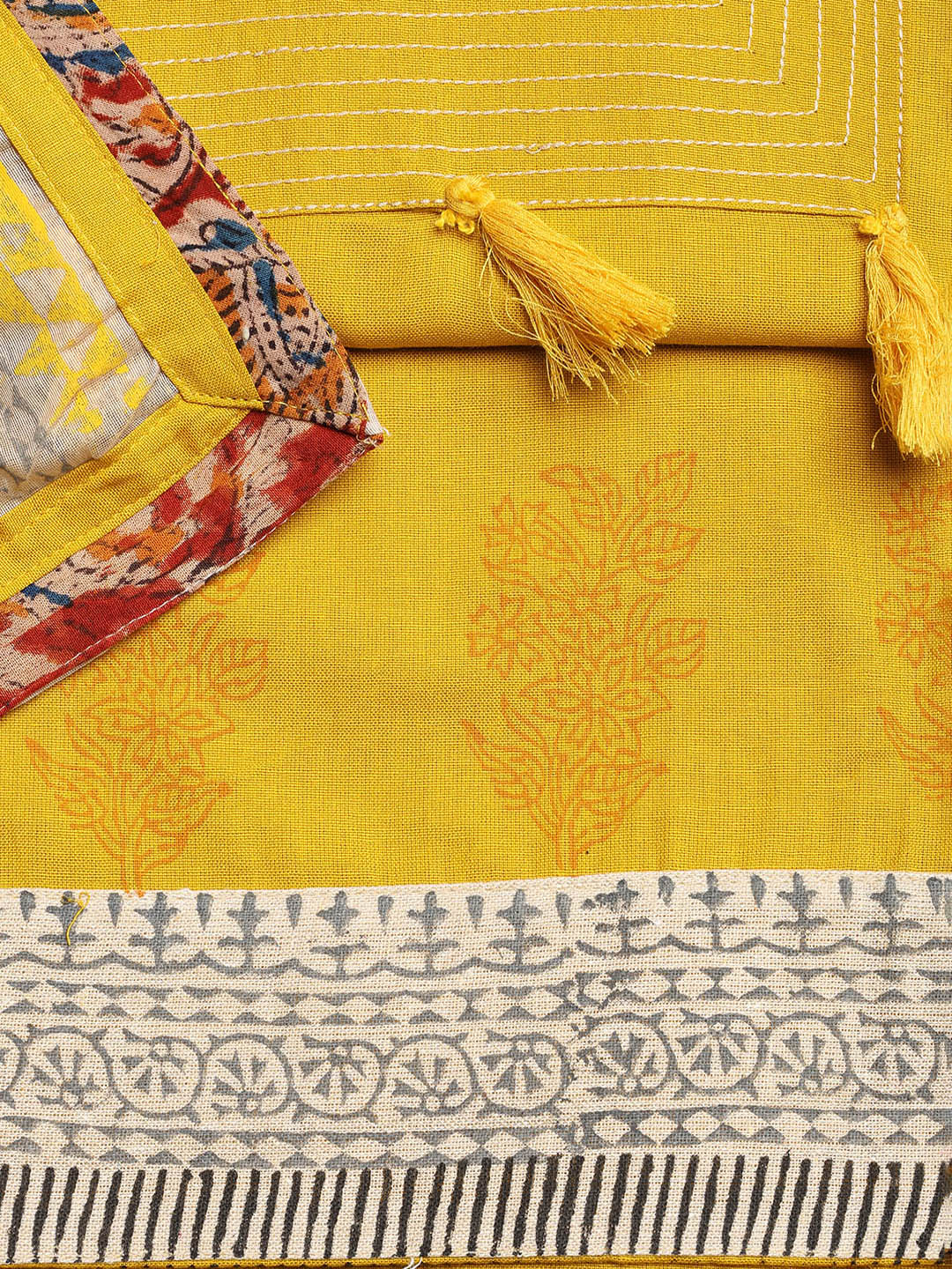 Neck Embroidered Cotton Blend Unstitched Suit With Dupatta
