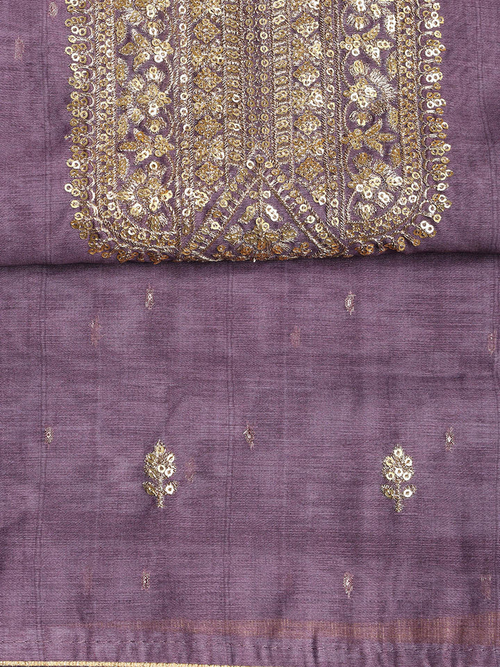 Sequence Work Chanderi Unstitched Suit With Dupatta