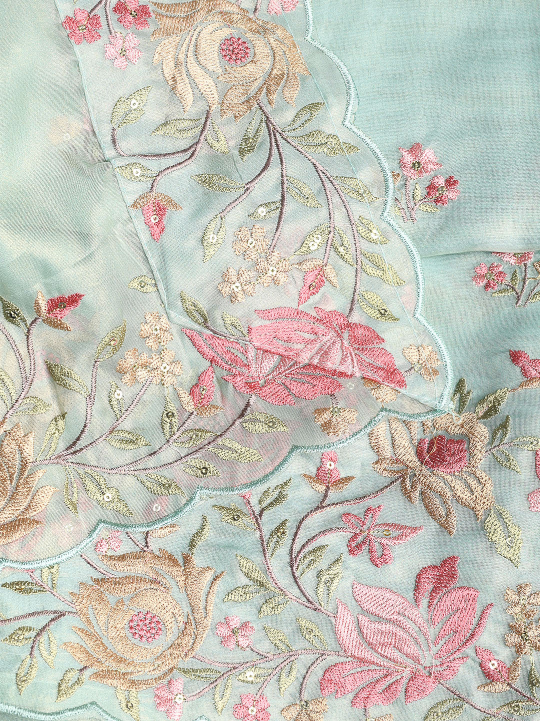 Embroidered Organza Unstitched Suit With Dupatta