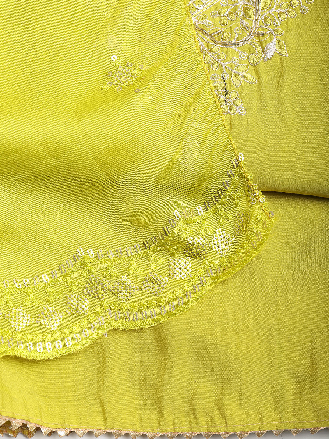 Neck Embroidered Chanderi Unstitched Suit With Dupatta