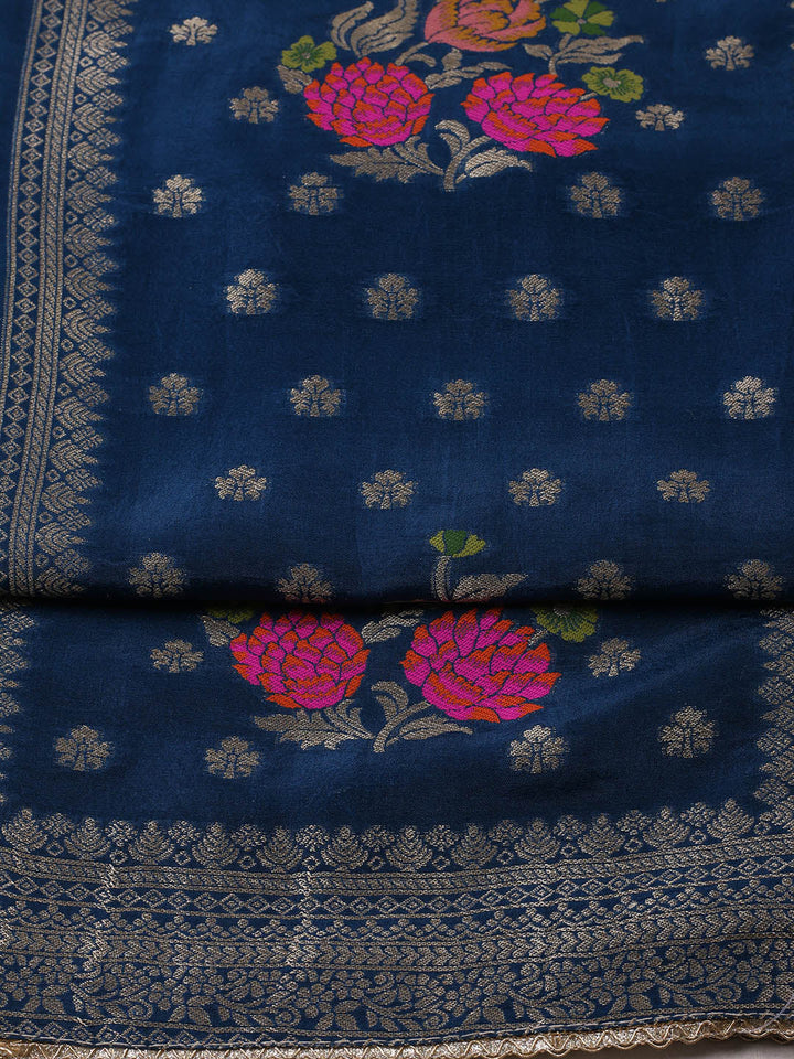 Woven Chanderi Unstitched Suit Piece With Dupatta