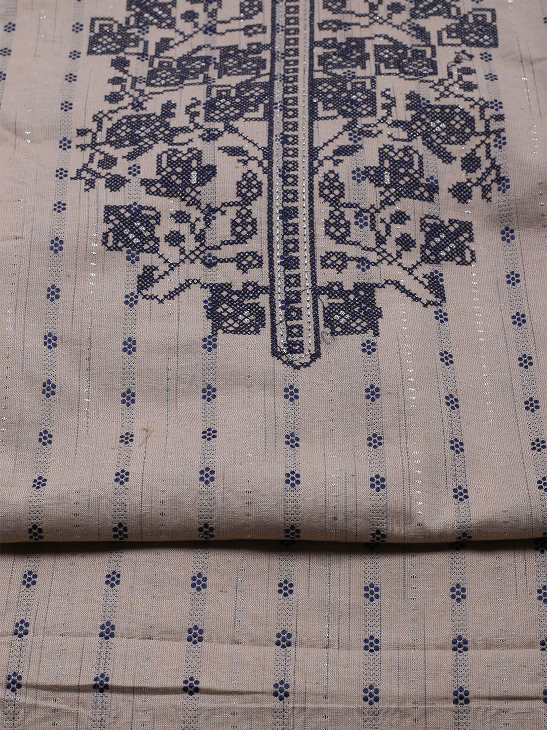Neck Embroidered Cotton Blend Unstitched Suit With Dupatta