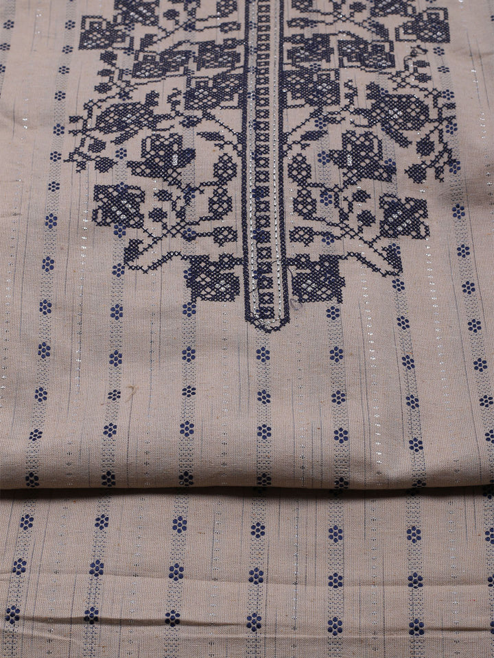 Neck Embroidered Cotton Blend Unstitched Suit With Dupatta