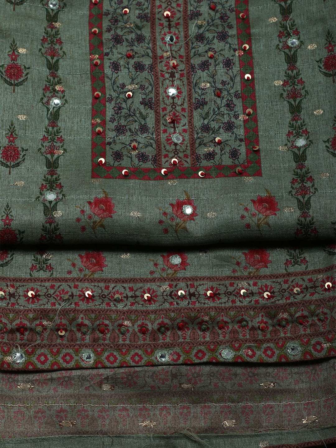 Embroidered Tussar Unstitched Suit With Dupatta