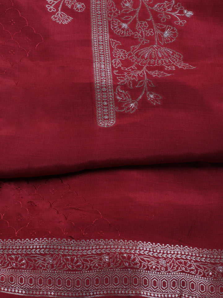 Zardozi Art Silk Unstitched Suit Piece With Dupatta