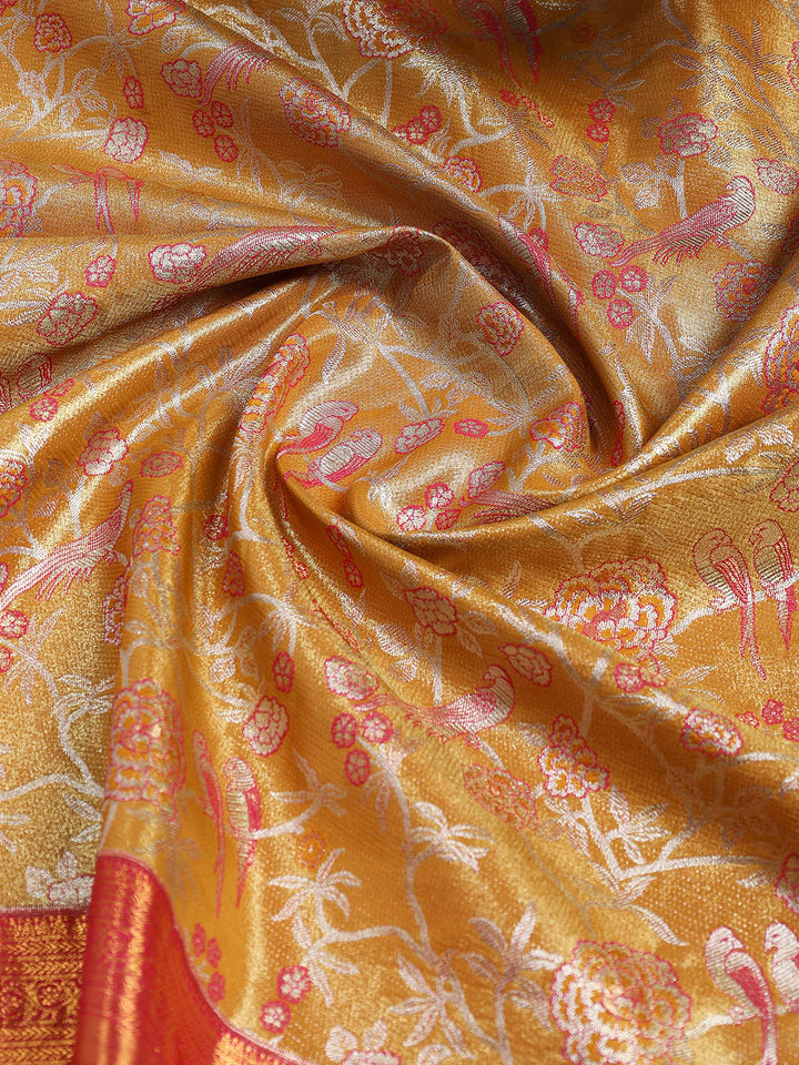 Woven Brodcade Zari Jaal Art Silk Saree