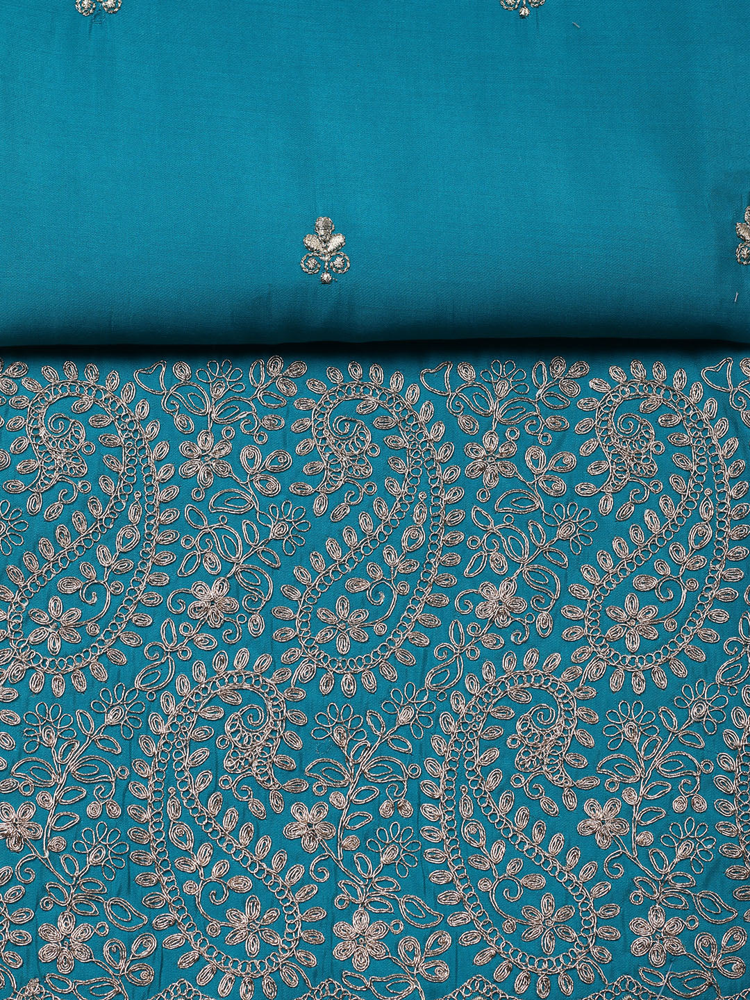 Woven Design Chanderi Unstitched Suit With Pant &amp; Dupatta