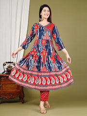 Printed Chanderi Kurta With Pants & Dupatta