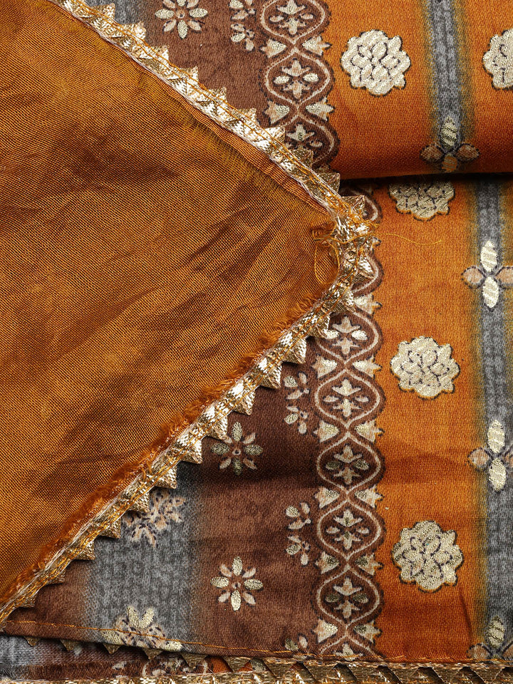 Neck Embroidered Cotton Blend Unstitched Suit With Dupatta