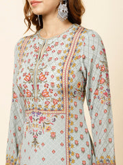 Digital Floral Printed Crepe Kurta With Palazzo & Dupatta