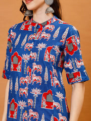 Printed Cotton Kurta With Pants