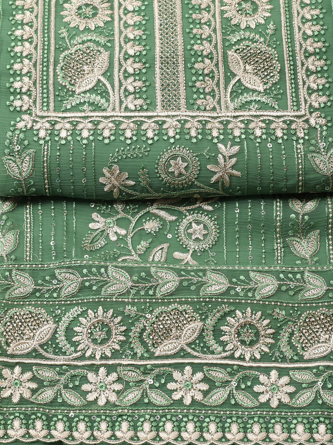 Embroidered Organza Unstitched Suit With Pant &amp; Dupatta