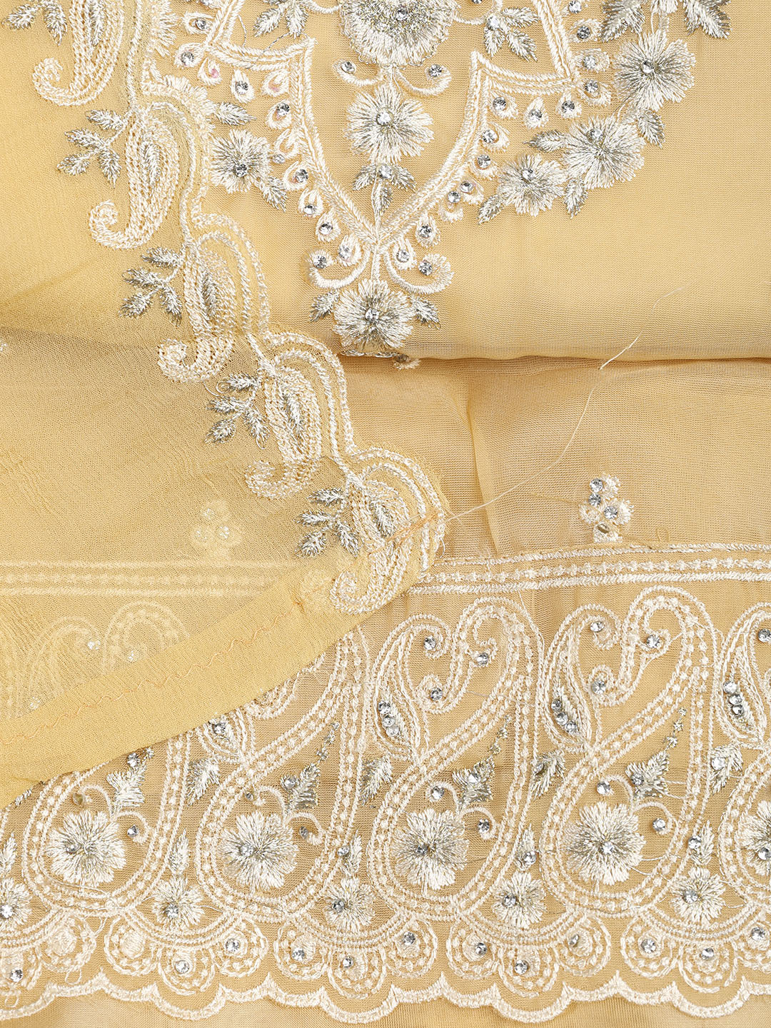 Embroidered Organza Unstitched Suit With Dupatta