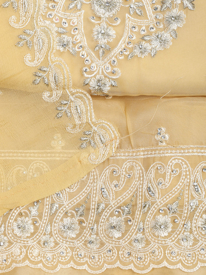 Embroidered Organza Unstitched Suit With Dupatta