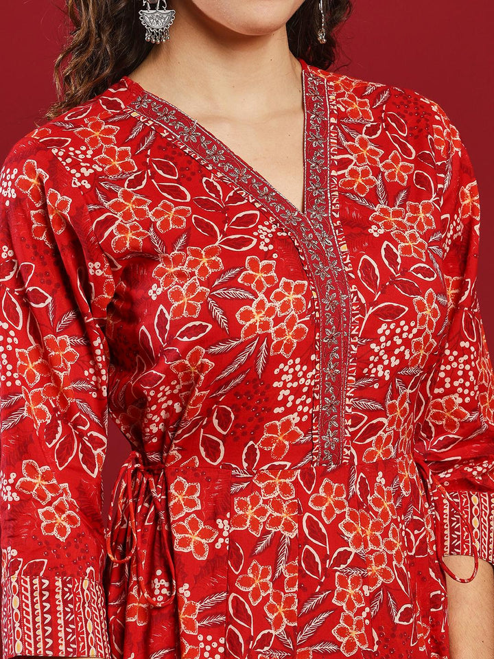 Printed Cotton Kurta With Pant &amp; Dupatta