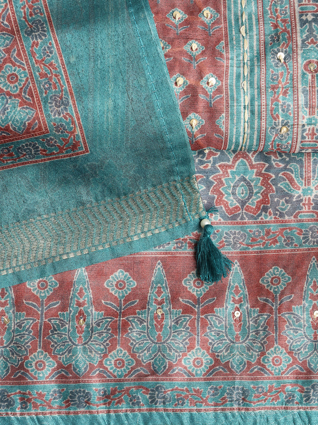 Neck Embroidered Chanderi Unstitched Suit With Dupatta
